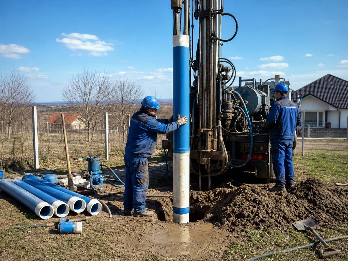 Foraj și montaj tubaj pentru puț de apă